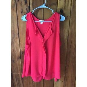 Carolina Belle Top Size XL Ruby Red V Neck Sleeveless Professional Office